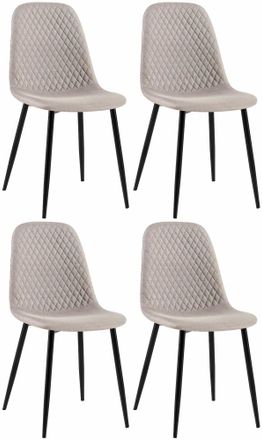 Clp Clp - Set De 4 Sillas De Comedor Giverny En Tela O Terciopelo Gris Tela