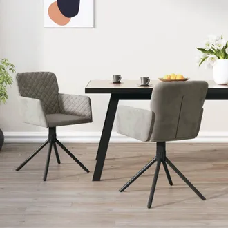 vidaXL Vidaxl - Sillas De Comedor Giratorias 2 Uds De Terciopelo Gris Claro