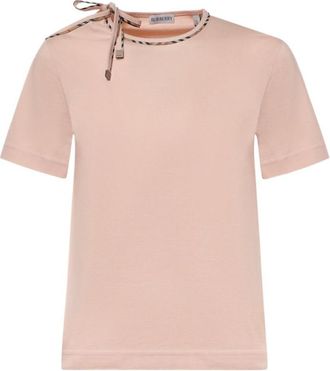Burberry Pink Solid Round Neck T-Shirt