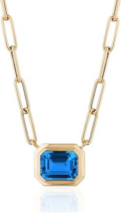 Goshwara Manhattan Emerald Cut Pendant Necklace in Deep Blue at Nordstrom, Size 18