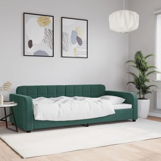 vidaXL Sof&aacute; Cama Sin Colch&oacute;n Terciopelo Verde Oscuro 90x200cm Vidaxl
