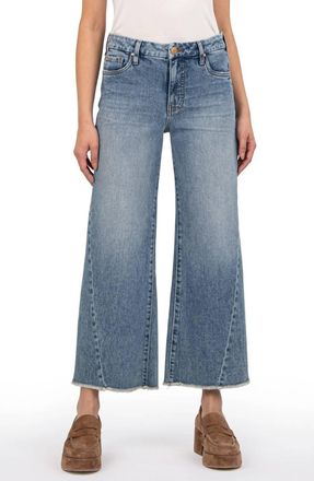Kut from the Kloth Meg Frayed High Waist Ankle Wide Leg Jeans In Defiant