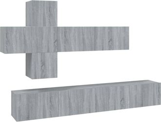 vidaXL Vidaxl - Set De Muebles Para Tv 7 Pzas Madera Contrachapada Gris Sonoma