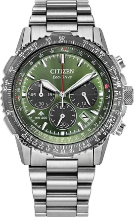 Citizen Promaster Navihawk Eco-Drive Chronograph Bracelet Watch, 40mm in Silver-Tone/green at Nordstrom