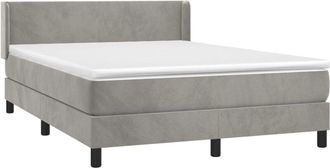 vidaXL Vidaxl - Cama Box Spring Con Colch&oacute;n Terciopelo Gris Claro 140x200 Cm