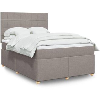 vidaXL Vidaxl - Cama Box Spring Con Colch&oacute;n Tela Gris Taupe 140x190 Cm
