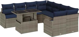 vidaXL Conjunto De Comedor 9 Uds. Gris Vidaxl