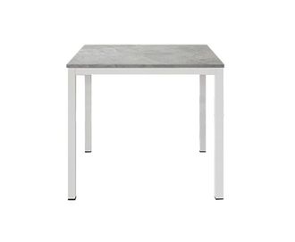 Konte Design Mesa de madera acabado gris, estructura de metal blanco 80x80