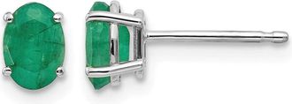 Diamond2Deal 14k White Gold 6x4mm Emerald Earrings