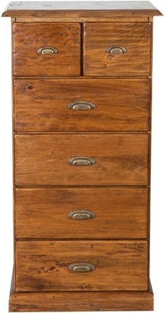 Biscottini International Cajonera De Estilo Country De Madera Maciza De Tilo Acabado Con Efecto Nogal 63x41x120 Cm