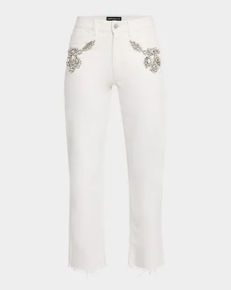 Generation Love Carolyn Embellished Straight Crop Jeans