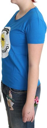 Moschino Womens Blue Cotton Sunny Milano Print Tops T-Shirt