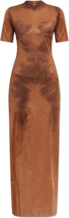 Acne Studios Velvet-Finish Jurk - Dames - Maxi kleedjes - Bruin - S - Polyester - Kleedjes