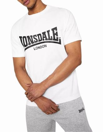 Lonsdale Mens Lonsdale Mens T Shirts Essential Logo Crew Neck Short Sleeve Summer Basic Tee - White - Size: 44