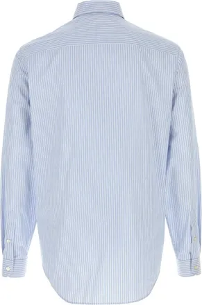 Versace Mens Embroidered Poplin Shirt Celesteopticwhite Exterior: Cotton Camicie