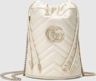Gucci GG Marmont Small Bucket Bag, White, Leather