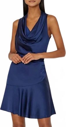 Milly Nia Satin Cowl Dress In Blue