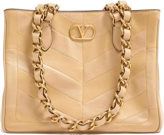 Valentino Garavani small Laseine chain tote bag - women - Nappa Leather/Nappa Leather - One Size - Neutrals