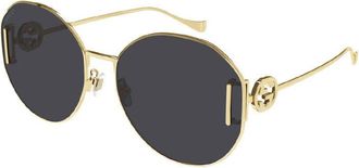 Gucci GG1206SA002 Logo Round Frame Sunglasses - Gold