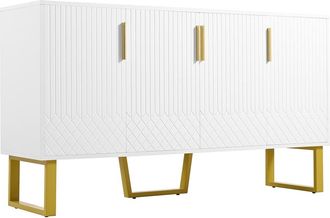 Urban Meuble Zapatero blanco con patas doradas y almacenaje cerrado