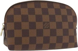 Louis Vuitton Pre-owned Damier Ebene Canvas Pouch - Dames - Vintage Tassen - Bruin - ONE Size - Leer - Vintage