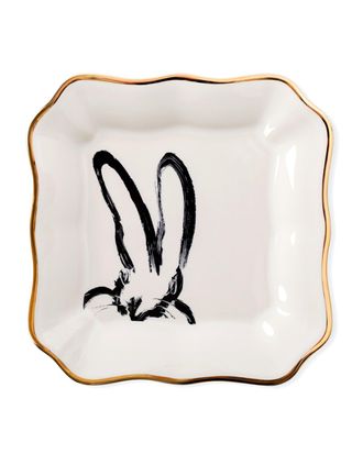 Hunt Slonem Portrait Plate with Gold Rim - White