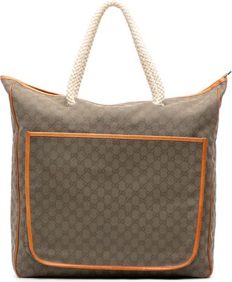 Gucci Pre-owned Womens Gg Canvas Rope Tote - Grey Textile - One Size
