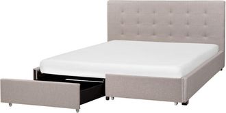 Beliani Beliani - Cama Con Almacenaje De Poli&eacute;ster Gris Claro Negro 160 X 200 Cm La Rochelle