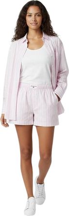 Jack Wills Dames-popelineoverhemd met strepen, normale pasvorm en lange mouwen (Roze)