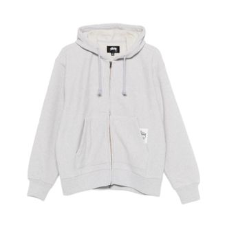St&uuml;ssy Zip-throughs, male, Gray, XL, Stock Logo Zip Hoodie