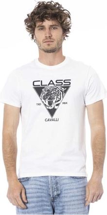 Cavalli Wit Katoenen T-shirt - Heren - T-shirts - Wit - L - Katoen - Tops