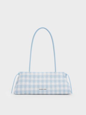 Charles & Keith Hazel Gingham Bow Elongated Shoulder Bag