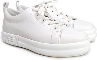 Herm&egrave;s White Leather Happy Sneakers Size 40.5