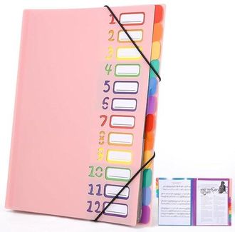 OEM Organizador De Carpetas Expandible Con Compartimentos, Carpeta Acorde&oacute;n, Organizador De Archivos, Tama&ntilde;o A4, Etiquetas Arco&iacute;ris, Rosa