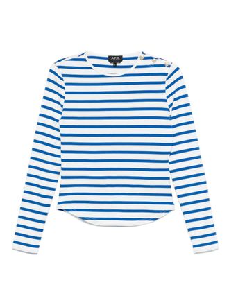A.P.C. striped button-shoulder T-shirt - White