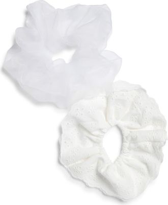 Chelsea28 2-Pack Eyelet Scrunchies in White at Nordstrom
