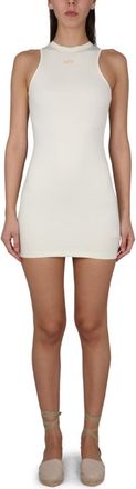 Off-white White Logo Round Neck Mini Dress