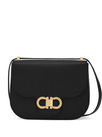 Ferragamo Black Double Gancini Crossbody Bag