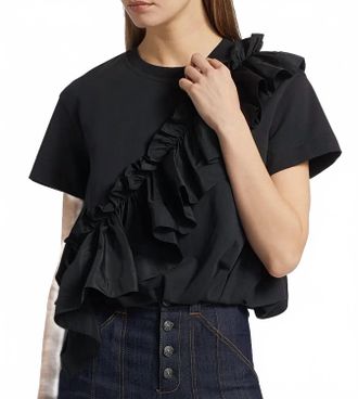 Cinq &agrave; Sept Lottie Ruffled Top In Black