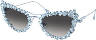 Swarovski Sk 7011 Zonnebril - Dames - Zonnebrillen - Blauw - 56 MM - Accessoires