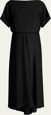 Giorgio Armani High-Low Boatneck Silk Dress