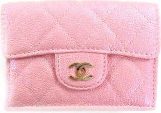 Chanel Pink Grained Calfskin Wallet (Tri-Fold) (Pre-Owned)