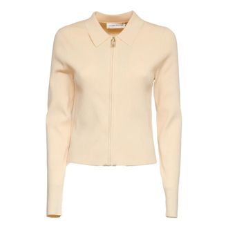 Victoria Beckham Light Jackets, male, Beige, Size: L Ribbed Collar Top