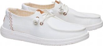Hey Dude Womens Wendy Chambray Grid Casual Shoe In Snow White