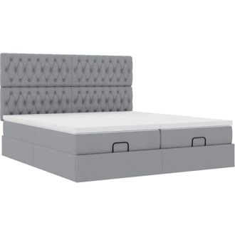vidaXL Estructura De Cama Otomana Colchones Tela Gris Claro 200x200cm Vidaxl