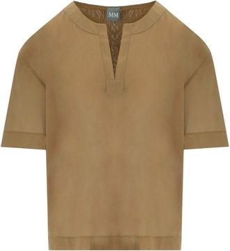 Max Mara Tops, Dames, Bruin, L, Katoen, Kameelblouse met boxy snit