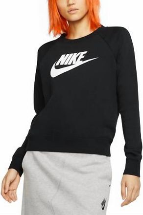 Nike Womens Essential Fleece Sweatshirt In Black/white