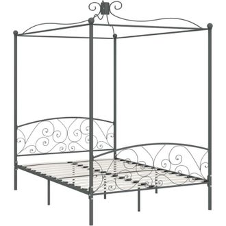 vidaXL 284483 Canopy Bed Frame without Mattress Grey Metal 140x200 cm Vidaxl