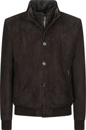 Moorer Janos-Ur Suede Stand-Collar Bomber Jacket