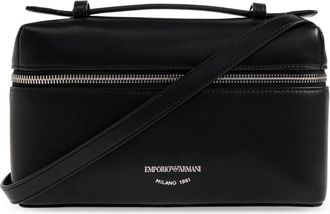 Emporio Armani Nappa leren vanity case met schouderriem - Dames - Handtassen - Zwart - ONE Size - Leer - Tassen